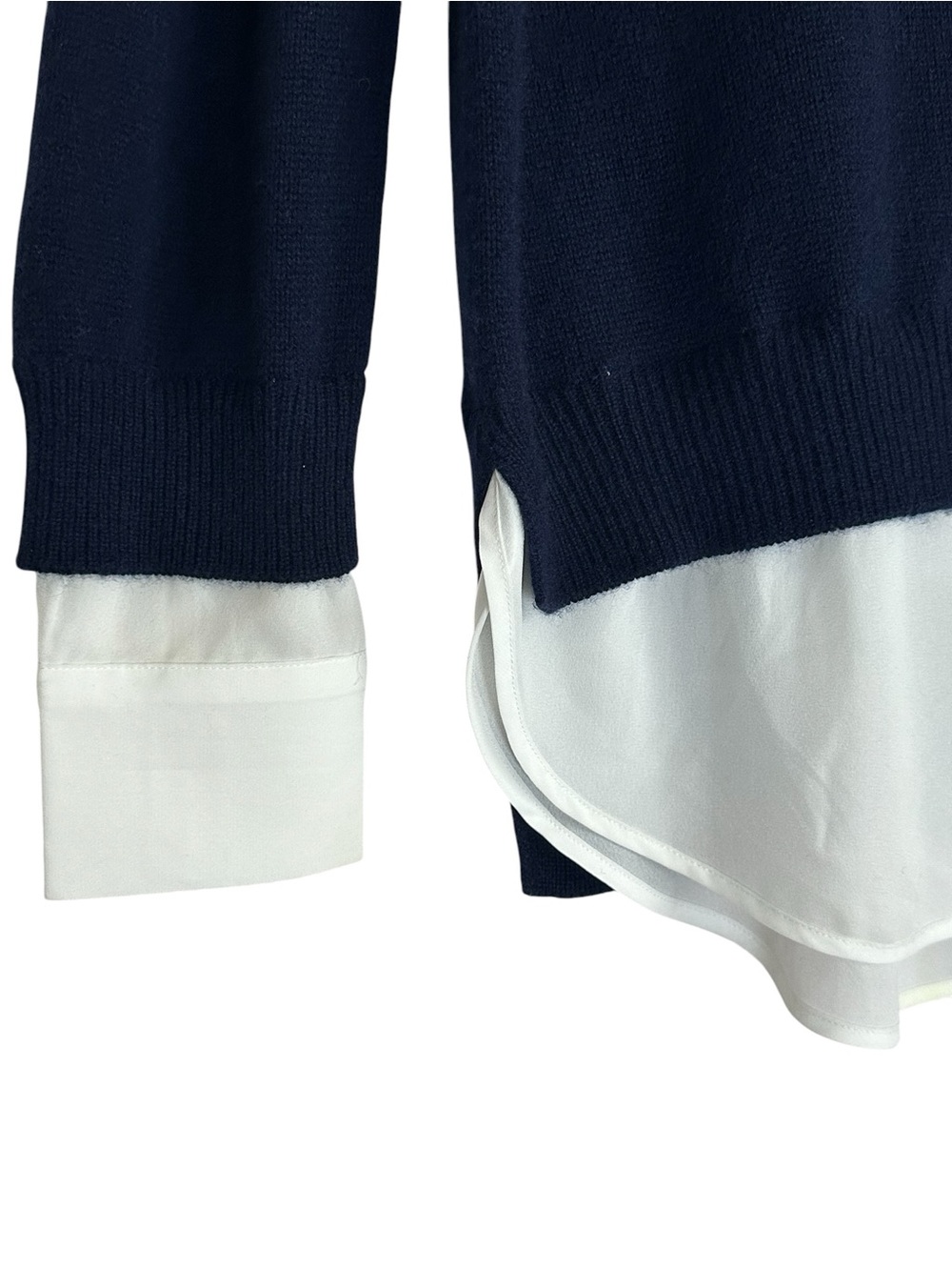 Brochu Walker Looker Layer Cashmere Blend Navy Sweater Minimalist Med - Picture 7 of 11